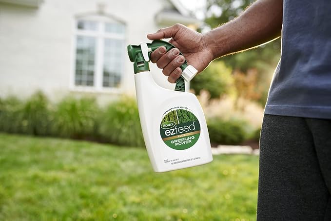 Scotts EZ Feed Plus Greening Power: 2,000 sq. ft., Works Quickly, Fertilizer for Green Lawns, Use on All Grass Types, 32 oz.