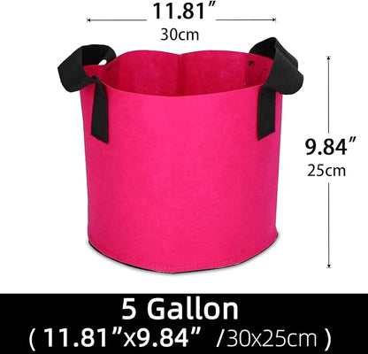 Grow Bags,Growing Pot Bags Garden Grow Bag Indoor Outdoor Fabric Aeration Plant Pot Container Flower Vegetable Pouch (Rose Red,5 Gallon)
