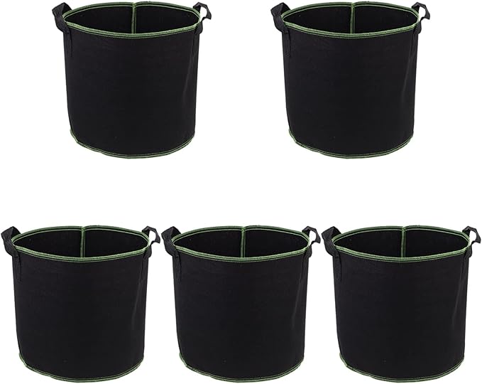 DOITOOL 5 Pack 4 Gallon Plant Grow Bags, Nonwoven Plant Fabric Pots with Handles, Vegetable/Flower/Plant Grow Bags for Nursery Garden Planting