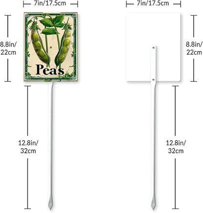 Uptell Vegetable Garden Peas Yard Sign Label With Stake Plant Markers For Outdoor Plants Waterproof 7x8.8inch Nursery Garden Outdoor Sign
