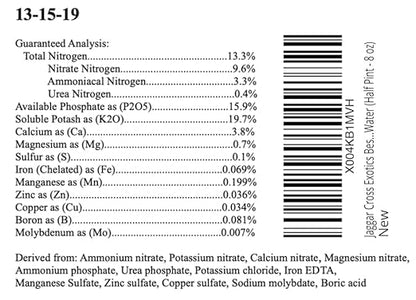 Jaggar Cross Exotics Best Orchid Fuel! Better Than MSU Fertilizer - RO/Rain/Tap Water (Half Pint - 8 oz)