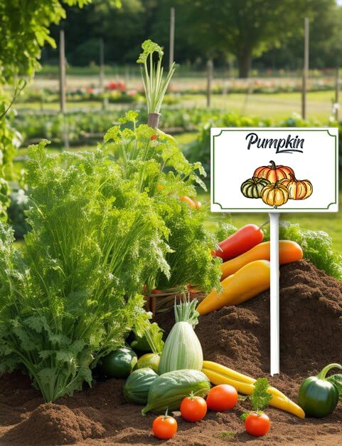 Boylee Vegetable Signs With Stake Pumpkin Garden Signs For Vegetables Herb Garden Signs Garden Name Stakes For Plants 8x12inch Outdoor Indoor Herbs Flowers Potted Plants