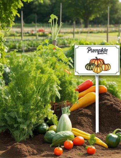 Boylee Vegetable Signs With Stake Pumpkin Garden Signs For Vegetables Herb Garden Signs Garden Name Stakes For Plants 8x12inch Outdoor Indoor Herbs Flowers Potted Plants