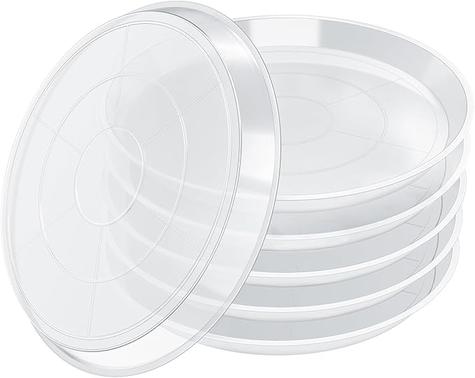 6 Pack Clear Plant Saucer, Durable Plant Drip Trays Saucers for Pots, No Holes Water Catcher Trays for Indoor Outdoor Planter, Sturdy Base Plate (Clear, 6.2"-6Pack)