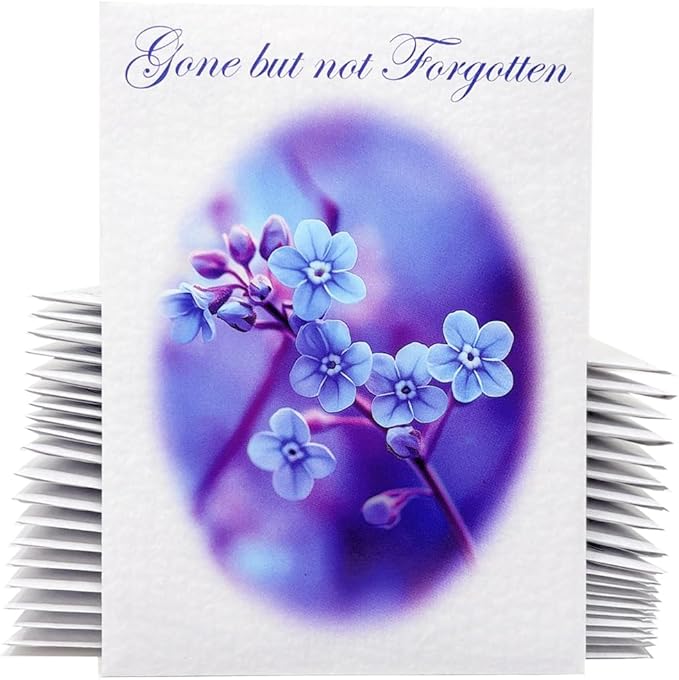 Forget Me Not Seeds - Gone But Not Forgotten Funeral Favors - Prefilled Seed Packets - Ready to Give - Pack of 20