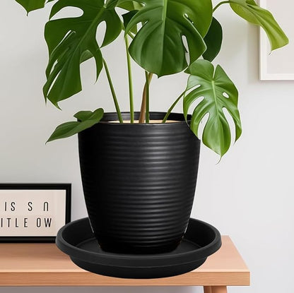 4 Pack Plant Saucer 14 Inch, Heavy Sturdy Plastic Plant Trays for Pots, Plant Water Catcher Tray for Plants, Flower Pot Saucers, Plant Saucers for Indoors Outdoor