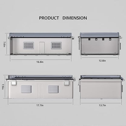 ABS Electrical Junction Box, Ventilated Design, Cable Grommets, IP65 Waterproof Enclosure, Indoor/Outdoor Use with Mounting Panel.. (Clear Cover, 17.7"x13.7"x7.9")