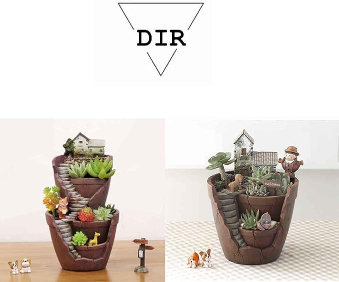 Vencer Creative Plants Pot - Flowerpot Combination Resin Succulent Plant Pot (City of Sky),VF-008