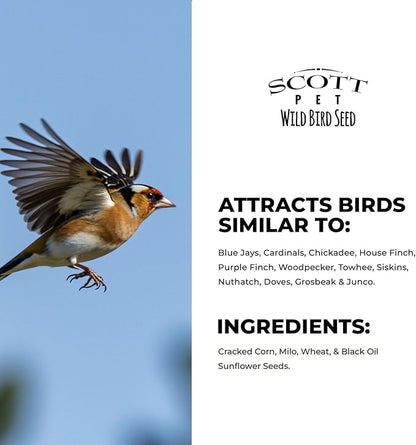 Scott Pet Wild Bird Seed, Premium Blend, 10 lbs Bag, Bird Feed, Great for All Feeder Types, Food for Outside Wild Birds