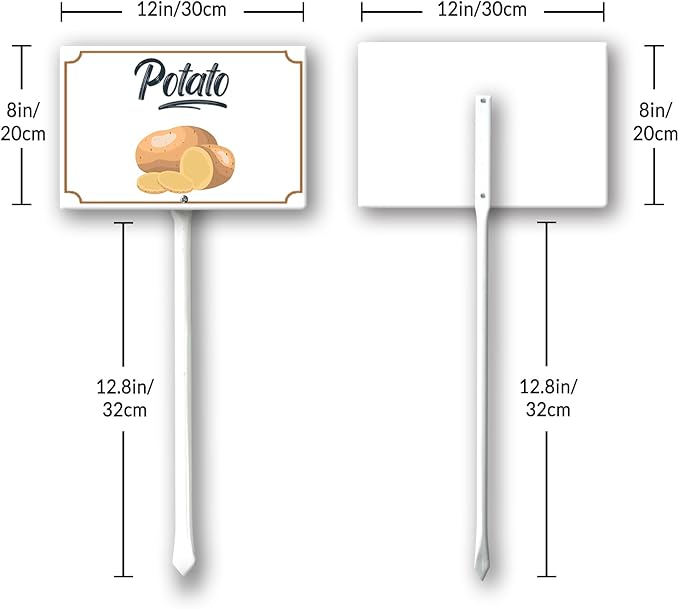 Boylee 8x12inch Aluminum Garden Signs for Vegetables, Potatoes, Herbs & Flowers with Stake and Mounting Hardware