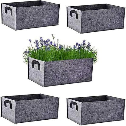 Ulalaza 5PCS Potato Grow Bags with Flap Plant Grow Bags Fabric Multi Ribbon Potato Bag Tomato Vegetable Growth Non-Woven Felt Planting Bag Transparent