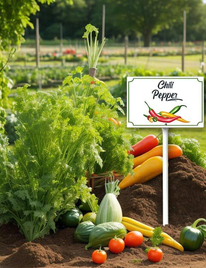 Boylee Vegetable Signs With Stake Hot Chili Peppe Garden Signs For Vegetables Herb Garden Signs Garden Name Stakes For Plants 8x12inch Outdoor Indoor Herbs Flowers Potted Plants