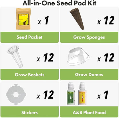 Lyko Gourmet Herb Seed Pod Kit for AeroGarden, iDoo, Ahopegarden, GARDENCUBE, 12 Pods with Basil, Parsley, Mint, Cilantro, Licorice, Hydroponics Growing System Kits for Indoor Garden