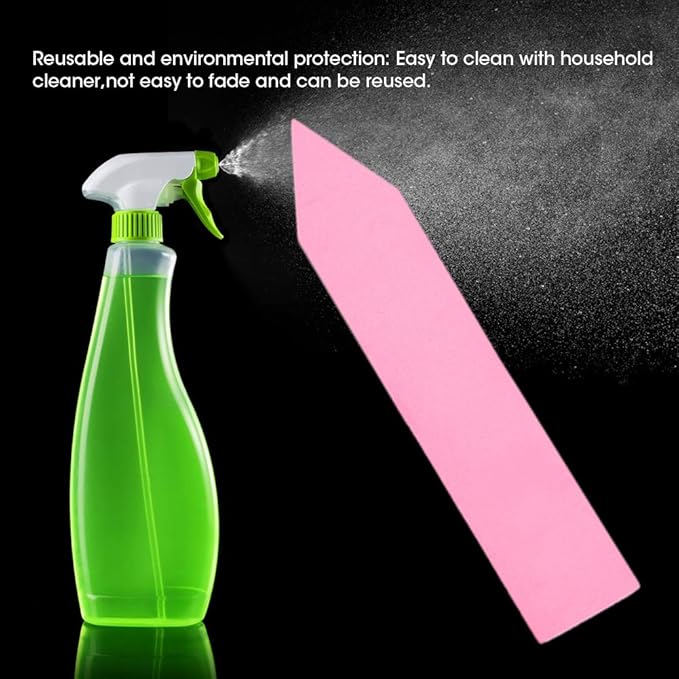 100 Pcs Plant Labels Tags, Plastic Plant Seed Waterproof Labels Pot Marker Nursery Garden Stake Tags (Pink)
