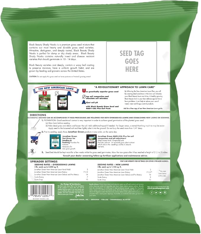 Jonathan Green (11957) Black Beauty Shady Nooks Grass Seed - Cool Season Lawn Seed (3 lb)