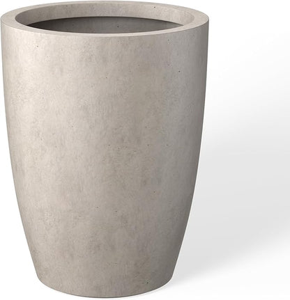 Kante 18.1" H Tall Round Concrete Planter for Outdoor Indoor, Modern Decorative Plant Pots with Drainage Hole & Rubber Plug for Home & Garden Weathered Concrete