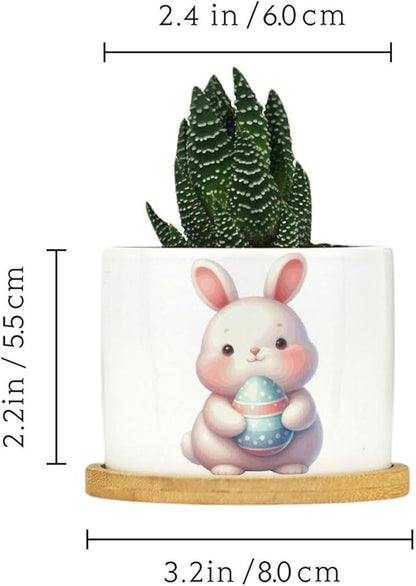 DreamAutumn Easter Bunny Rabbit Ceramic Planters Ceramic Pots with Saucers Orchid Pots for Plants Succulents Pots Office Desk Garden Balconys New Home Decor,Gifts for Mom Mother Grandmother