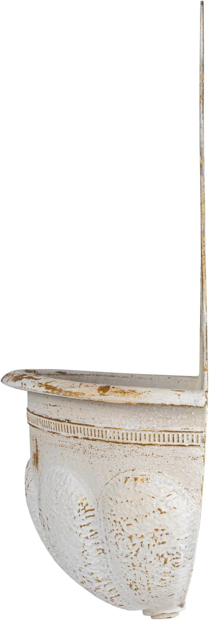 Creative Co-Op Metal Wall-Mounted Planter with Distressed Finish, White