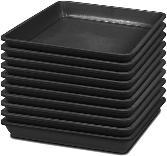 10 Pcs 6 Inch Square Plastic Plant Saucer Flower Pot Bottom Seat Flower Pot Tray Thick Plastic Drip Tray for Garden Potted Water Drips and Soil （Black）