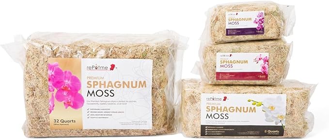 rePotme Premium Organic Sphagnum Moss, Orchid Moss - 2 Quarts (When Hydrated)