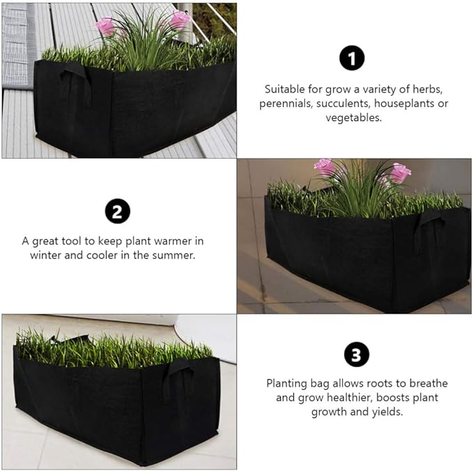 DOITOOL Garden Planter, Raised Bed Grow Bag 100 x 60 x 20 cm, Fabric Planting Pot with Handles, Indoor-Outdoor Use, for Potato, Vegetable, Flower