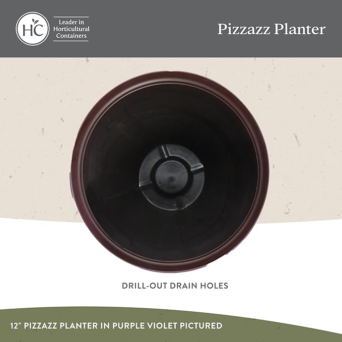 The HC Companies Pizzazz Decorative Round Flower Pots w/Ceramic Look - UV-Resistant Decorative Pot for Outdoor & Indoor Plant Pots - Modern Planter for Flower, Herbs (9” Foggy Gray, Pack of 1)
