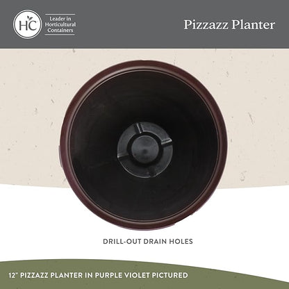 The HC Companies Pizzazz Decorative Round Flower Pots w/Ceramic Look - UV-Resistant Decorative Pot for Outdoor & Indoor Plant Pots - Modern Planter for Flower, Herbs (9” Warm Red, Pack of 1)