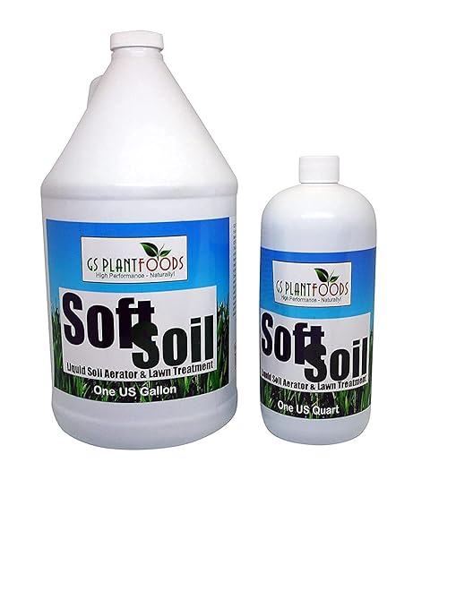 Soft Soil by GS Plant Foods- Liquid Aerator and Lawn treatment(1 Quart) - Liquid Aerator for Any Grass Type, All Season - Great for Compact Soils, Standing Water, Poor Drainage