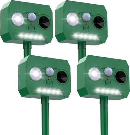 Solar Powered Cat Deterrent 4 Pack - Outdoor Garden & Lawn Protection Device, Weatherproof Design for Effective Cat Activity Reduction, Easy Installation