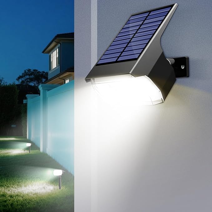 Solar Spot Lights Outdoor,IP65 Waterproof 48LED Path Lights with 3 Lighting Modes, Garden Yard Pathway Pool Wall Lights (Cool White, 6 Pack)
