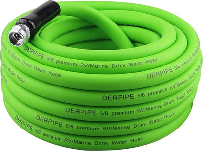 Heavy Duty Garden Hose - 5/8" x 50 ft, Flexible and Kink Resistant Safe Drinking Water Hose, with 3/4" GHT Mini Valve & Quick Connector fitting