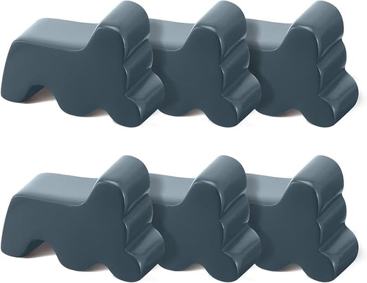 Kigeli 6 Pcs Resin Garden Pot Feet for Outdoor Planters 3 Inch Long 1.5 Inch Tall Flower Handmade Elevator Plant Feet Frost Proof Lifter for 14-20 in Pot(Blue Gray,Classic)