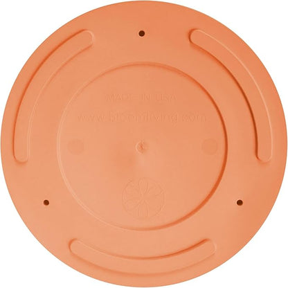 Bloem Mathers 8" Muted Terra Cotta Round Modern Resin Garden Planter Pot with Drainage Holes and Removable Saucer Tray Included