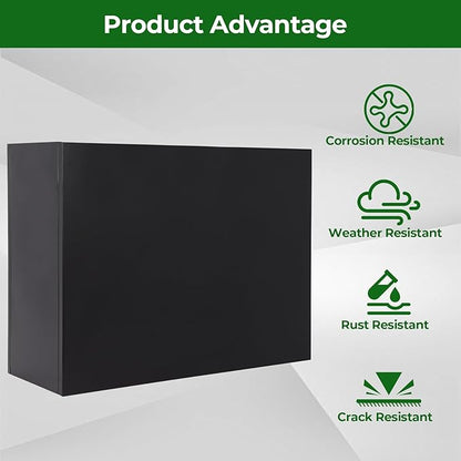 Metal Tall Rectangular Planter 32" L x 12" W x 24" H, Rectangular Galvanized Steel Raised Garden Bed with Drainage Holes & Removable Shelf, Tall Porch Planters Outdoor for Patio, Porch, Yard & Balcony
