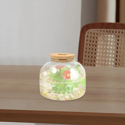 iplusmile Glass Terrarium Jar with Stopper 5.90X5.90X10.23 Inch Hydroponic Plant Container for Miniature Gardens Succulent Air Plant Display Vase for Home Office Decor