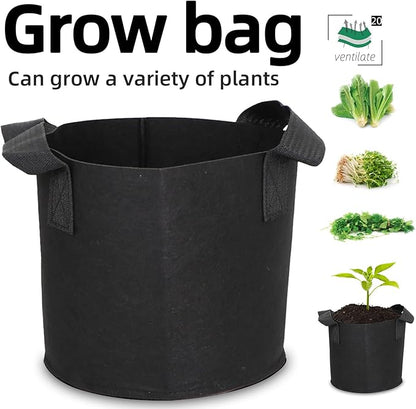 Grow Bags,Growing Pot Bags Garden Grow Bag Indoor Outdoor Fabric Aeration Plant Pot Container Flower Vegetable Pouch (Black,20Gallon)