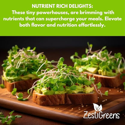 10 Variety Pack Microgreens Seeds - Broccoli, Sunflower, Pea, Salad Mix, Daikon Radish, Kale, Amaranth, Spicy Salad, Red Cabbage, & Arugula. Grow Your own Microgreens with These Organic Seeds.