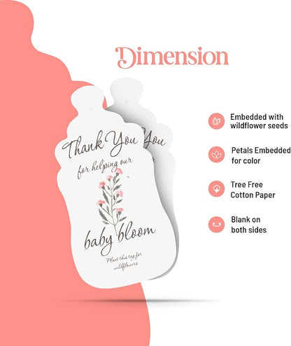 Bottle Shaped Seed Paper – 15Pcs Pink Shower Favors for Guests with Wildflower Seeds, Writable & Plantable, Shower Favor Gifts for Guest