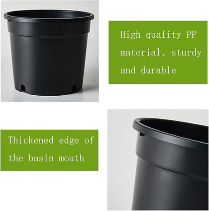 3 Gallon Pots for Plants, 3 Gallon Nursery Pot for Plants with Drainage Holes, 10 Pack 10 Inch Round Sturdy Plastic Plant Pot Planters for Outdoor Indoor Plants, Flowers, Black
