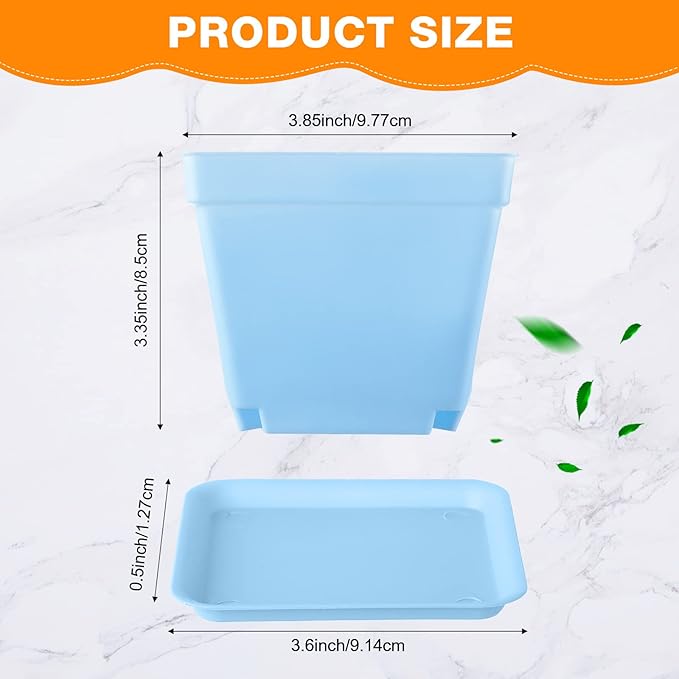 Amyhill 4 Inch Flower Pots Square Plants Nursery Pot Plastic Plant Seedling Pots Nursery Transplanting Planter Container with Saucer for Indoor Herbs Succulent Balcony Garden(Classic Color,100 Pcs)