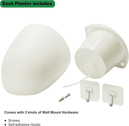ORIMERC 4 Pack Corner Wall Mounted Hanging Planter Self Watering Triangle Plastic Flower Pot Decorative Modern Plant Vase Container Holder for Succulent Indoor Outdoor Home Office Décor White