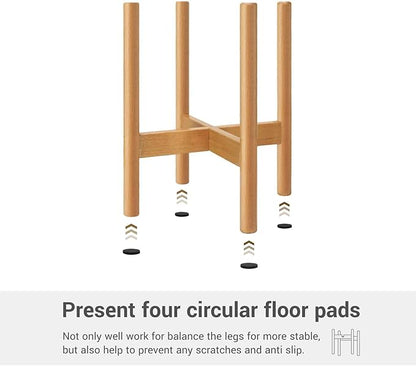 Mkono Plant Stand Mid Century Wood Flower Pot Holder (Plant Pot NOT Included) Modern Potted Stand Indoor Display Rack Rustic Decor, Up to 10 Inch Planter, Natural