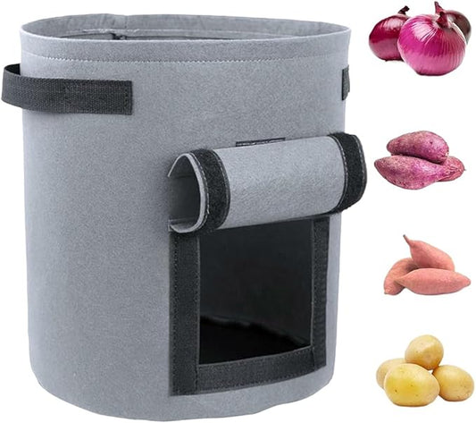 Potato Grow Bags, Thickened 300G Nonwoven Fabric Grow Bags with Handles, Grow Bag for Tomato, Vegetables, and Potatoes, Heavy Duty Planting Pots, Reusable Plant Grow Bags (10pcs Grey, 10 Gallon)