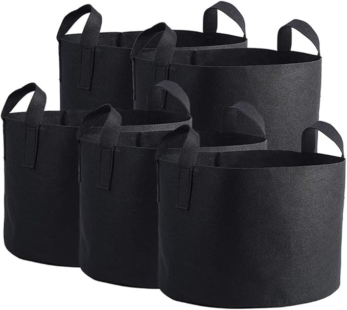 Plant Grow Bag, 1/2/3/5/7/10 Gallon Black Flower Plants Growing Bag, Vegetable Aeration Fabric Planting Pot Container with Handles for Indoor Outdoor Nursery Garden Planting (29 x 41 cm (10 Gallons))