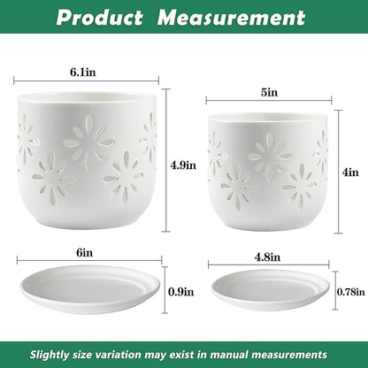 EFISPSS Orchid Pot 5+6 Inch, Ceramic Orchid Pots with Holes, Enhance Good Ventilation and Drainage, Orchid Pots Indoor/Outdoor Plants or Repotting -White
