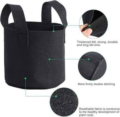 Black Felt Plants Growing Bag, Plant Grow Bags Garden Bag to Grow Vegetables, Vegetable Potato Planter Containers Flower Aeration Planting Pot Container for Planting Potatoes (2 Gallon (18 x 20cm))