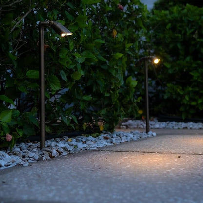 VOLT Innovator 12V Adjustable Cast Brass Path Light (Bronze) for Low Voltage Landscape Lighting on Outdoor Pathway, Walkway, Garden, Driveway or Patio