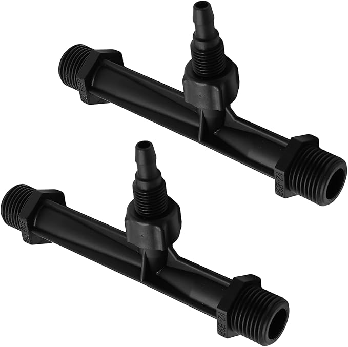 2Pcs 1/2 Inch Venturi Fertilizer Injector, Black Plastic Irrigation Mixer Tube, Agricultural Water System Device for Garden Farm Lawn