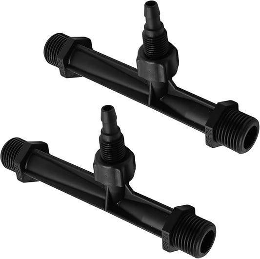 2Pcs 1/2 Inch Venturi Fertilizer Injector, Black Plastic Irrigation Mixer Tube, Agricultural Water System Device for Garden Farm Lawn