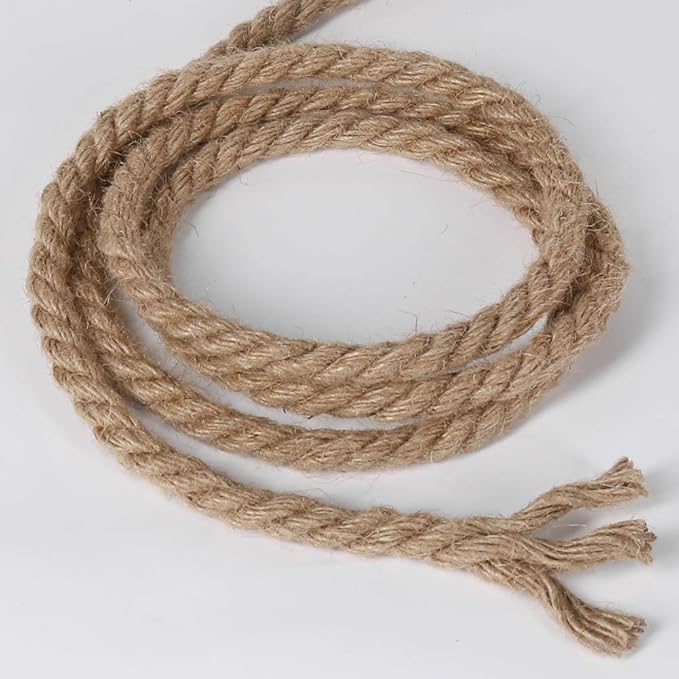 Tenn Well 10mm Jute Rope, 50 Feet 3/8 inch Heavy Duty and Thick Twine Decorative Rope for Crafting, Cat Scratch Post, Gardening, Farmhouse Decor, Home Decor